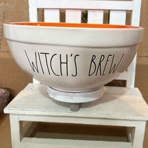 Large Rae Dunn Witch's Brew Ceramic Bowl - Orange Interior